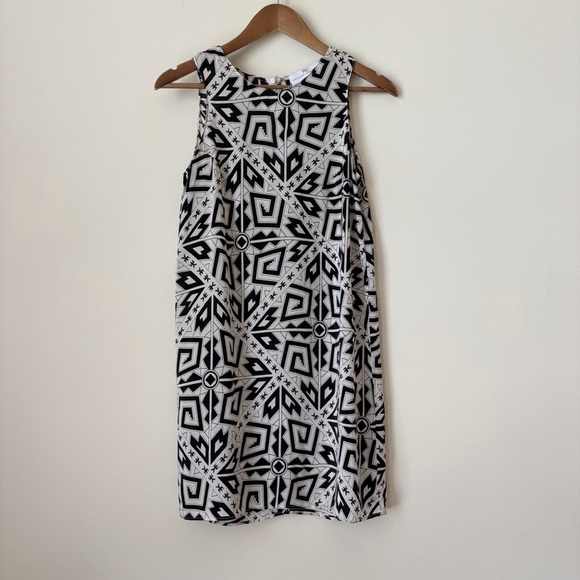Amanda Uprichard Silk Dress Small White Black Geometric Print - Picture 1 of 7